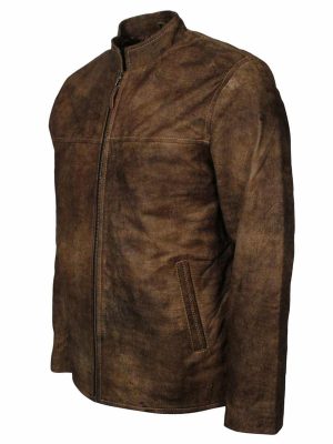 Jonas Distressed Brown Leather Designer Jacket