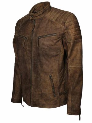 Julian Distressed Brown Leather Café Racer Jacket