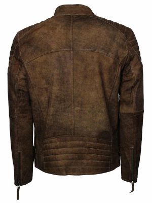 Julian Distressed Brown Leather Café Racer Jacket