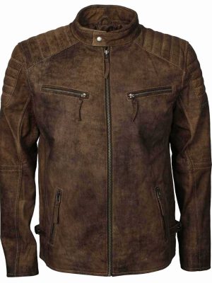 Julian Distressed Brown Leather Café Racer Jacket