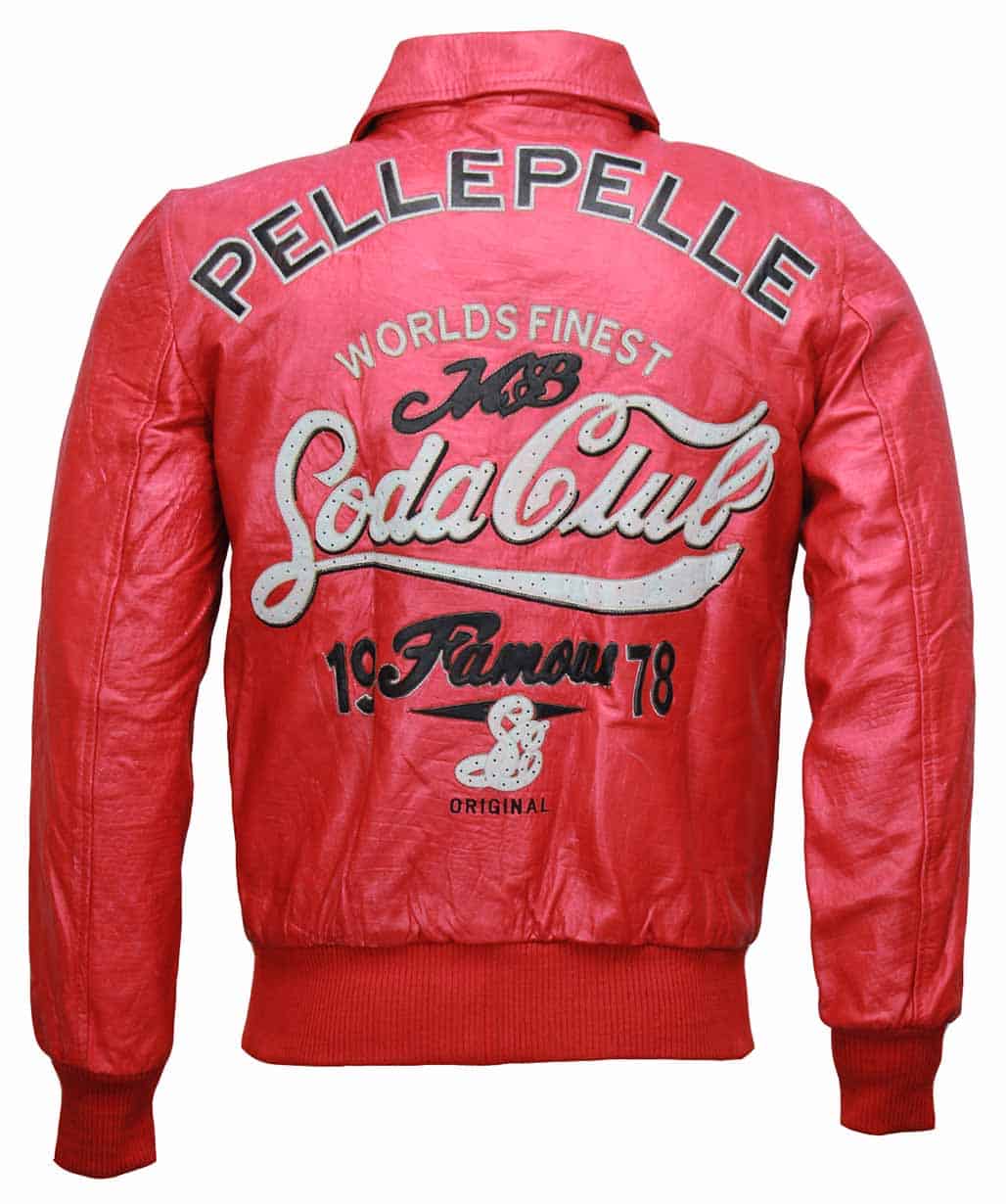 Men's Pelle Pelle Soda Club Red Leather Bomber Jacket