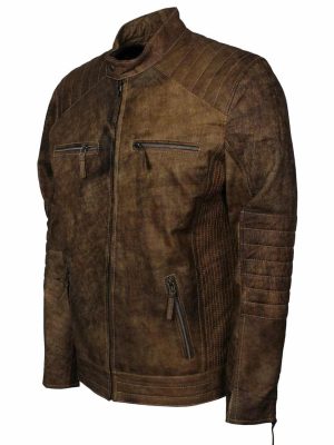 Morpheus Distressed Brown Leather Biker Jacket