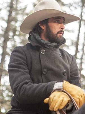 Ryan Bingham Yellowstone Walker Grey Wool Pea Coat