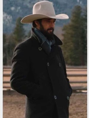 Ryan Bingham Yellowstone Walker Grey Wool Pea Coat