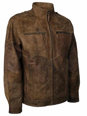 Titus Distressed Brown Leather Designer Jacket