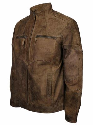 Titus Distressed Brown Leather Designer Jacket