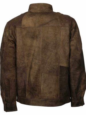 Titus Distressed Brown Leather Designer Jacket
