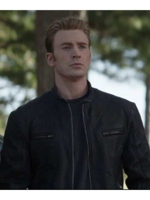 Chris Evans Avengers Endgame Captain America Black Leather Jacket