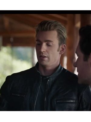 Chris Evans Avengers Endgame Captain America Black Leather Jacket