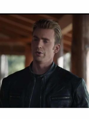 Chris Evans Avengers Endgame Captain America Black Leather Jacket