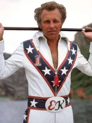 Daredevil Evel Craig Knievel White Leather Motorcycle Jacket