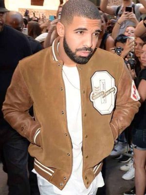 Drake Brown Suede Leather Varsity Jacket