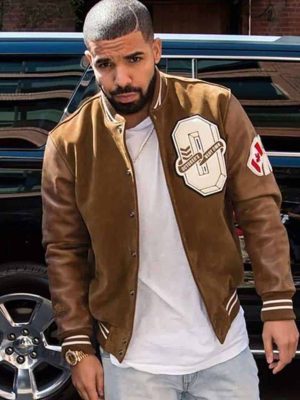 Drake Brown Suede Leather Varsity Jacket