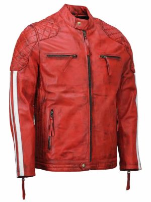 Scarlet Red Café Racer Leather Jacket