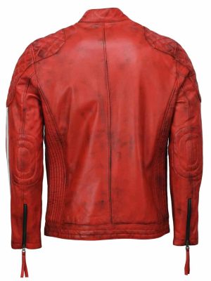 Scarlet Red Café Racer Leather Jacket