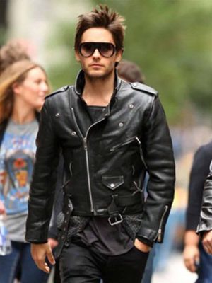 30 Seconds To Mars Jared Leto Black Biker Leather Jacket