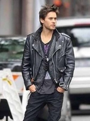 30 Seconds To Mars Jared Leto Black Biker Leather Jacket