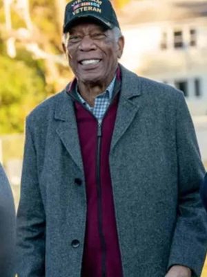 Morgan Freeman A Good Person 2023 Grey Wool Coat