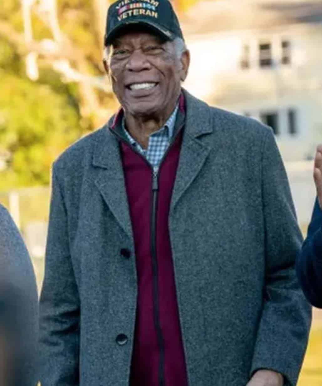 Morgan Freeman A Good Person 2023 Grey Wool Coat