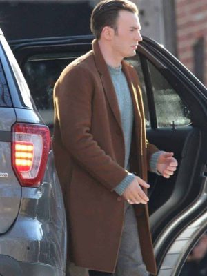 Alex Robinson Knives Out Chris Evans Brown Wool Trench Coat
