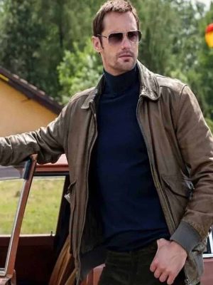 Alexander Skarsgard Infinity Pool Brown Leather Jacket