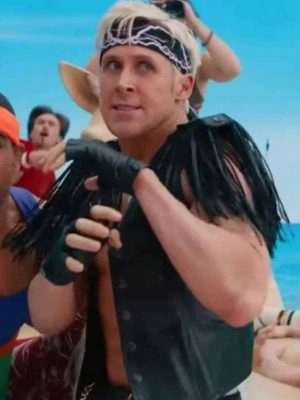Ken Barbie 2023 Ryan Gosling Fringe Black Leather Vest