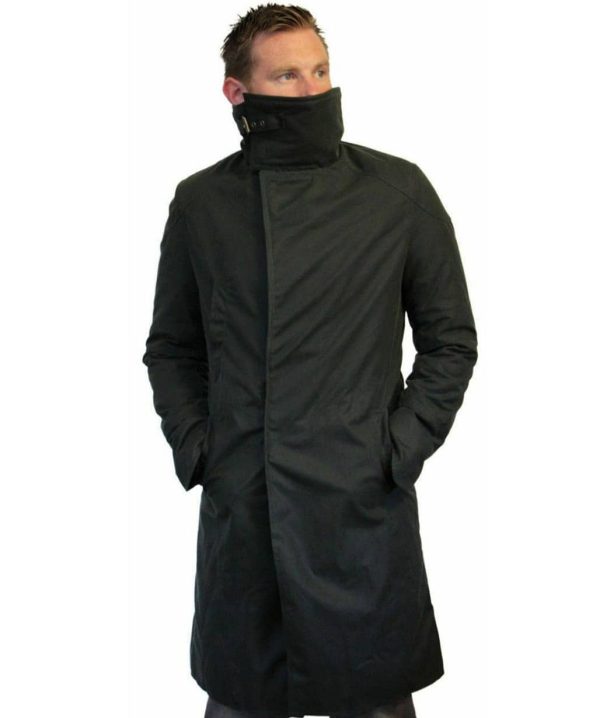 Vintagearc Men's Blade Runner 2049 Ryan Gosling Long Black Coat| Officer K Jacket Trench Coat Leather Fur Coat