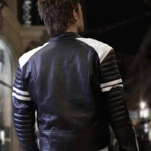 Brad Pitt Fight Club Tyler Durden Black & White Leather Jacket