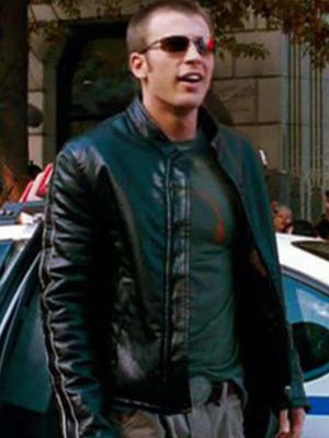 Chris Evans Fantastic Four Johnny Storm Black Leather Jacket