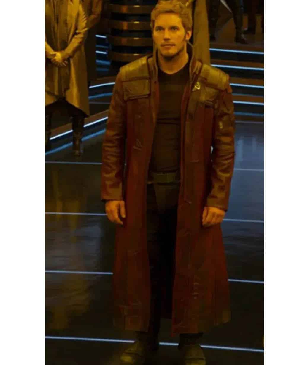 Chris Pratt Guardians Of The Galaxy Star Lord Maroon Faux Leather Trench Coat