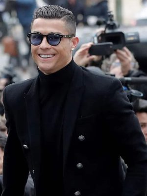 Cristiano Ronaldo Double Breasted Men's Black Wool Blazer