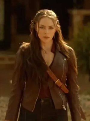 Legacies SO4 Danielle Rose Russell Biker Brown Leather Jacket