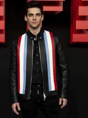 Elite Movie Event Polo Benavent Black Striped Leather Jacket