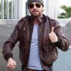 Gerard Butler Brown Bomber Leather Jacket