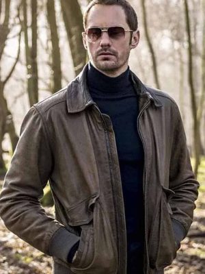 Alexander Skarsgard Infinity Pool Brown Leather Jacket