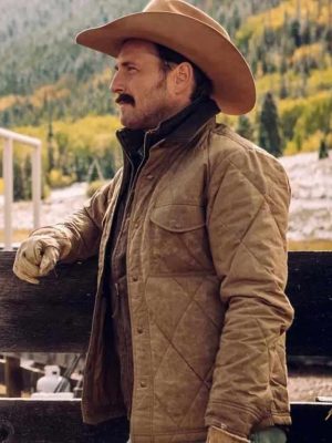 John Dutton Yellowstone Josh Lucas Brown Quilted Cotton Jacket