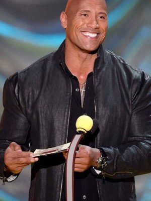MTV 2015 Movie Awards Dwayne Johnson Black Leather Jacket