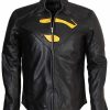 Superman Men's Black Leather Jacket Costume