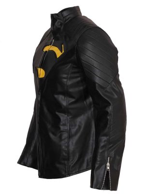 Superman Men's Black Leather Jacket Costume