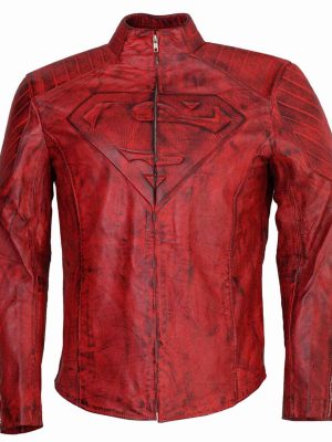 Superman Red Genuine Leather Waxed Jacket