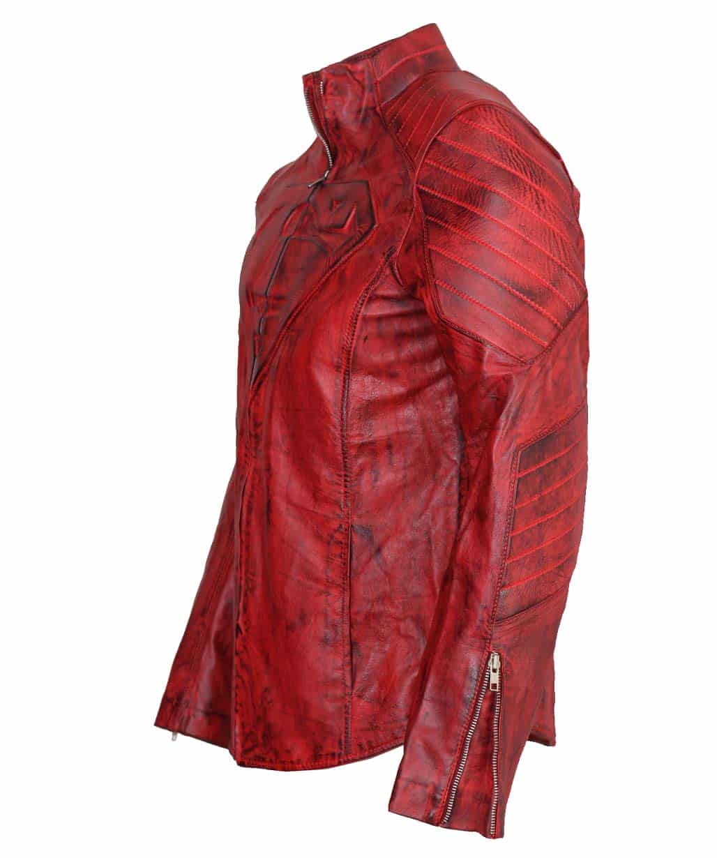 Superman Red Genuine Leather Waxed Jacket