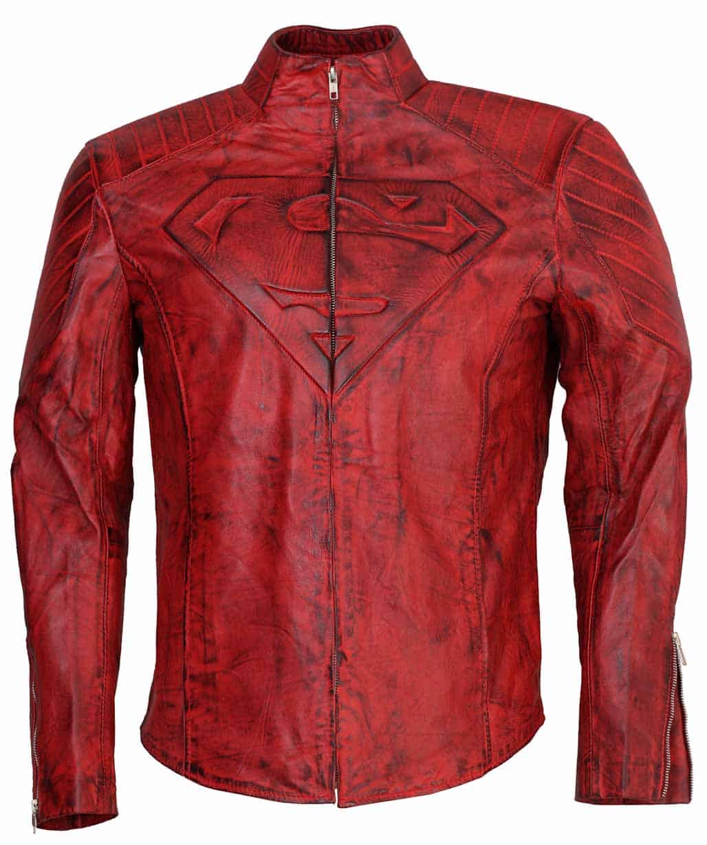 Superman Red Genuine Leather Waxed Jacket