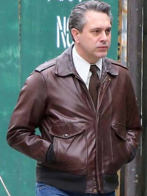 Thomas Sadoski The Crowded Room 2023 Matty Dunne Bomber Brown Leather Jacket