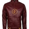 The Flash Barry Allen Grant Gustin Maroon Leather Costume Jacket