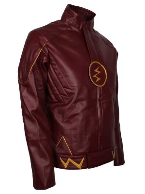The Flash Barry Allen Grant Gustin Maroon Leather Costume Jacket
