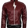 The Flash Barry Allen Grant Gustin Maroon Leather Jacket Costume Men