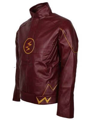 The Flash Barry Allen Grant Gustin Maroon Leather Costume Jacket