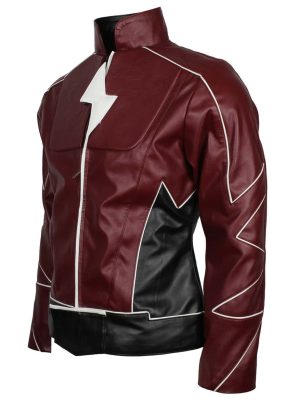 The Flash Barry Allen Grant Gustin Maroon Leather Jacket Costume Men