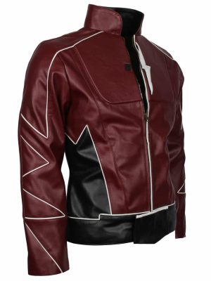 The Flash Barry Allen Grant Gustin Maroon Leather Jacket Costume Men