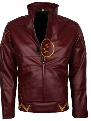 The Flash Barry Allen Grant Gustin Maroon Leather Costume Jacket